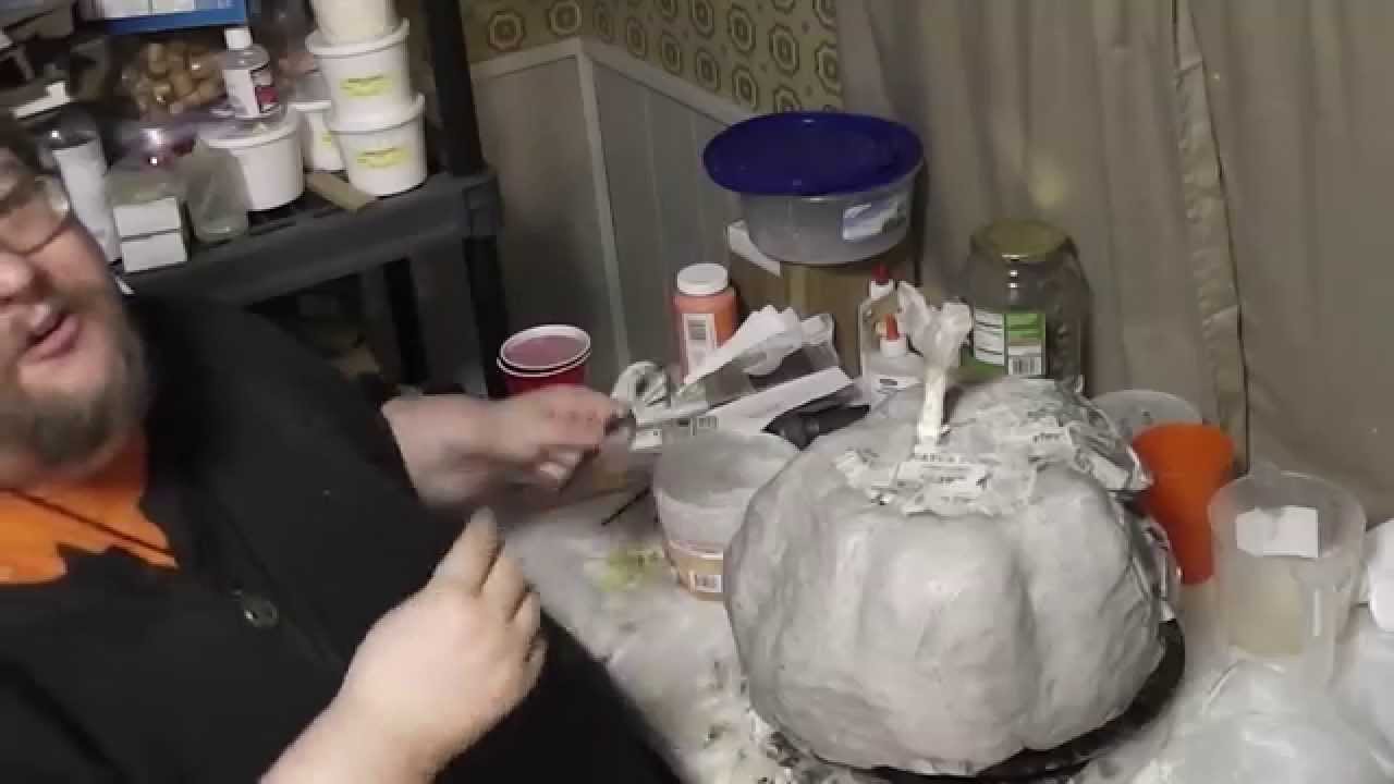 Paper Mache Pumpkins- 6 - Paper Clay Smoothing