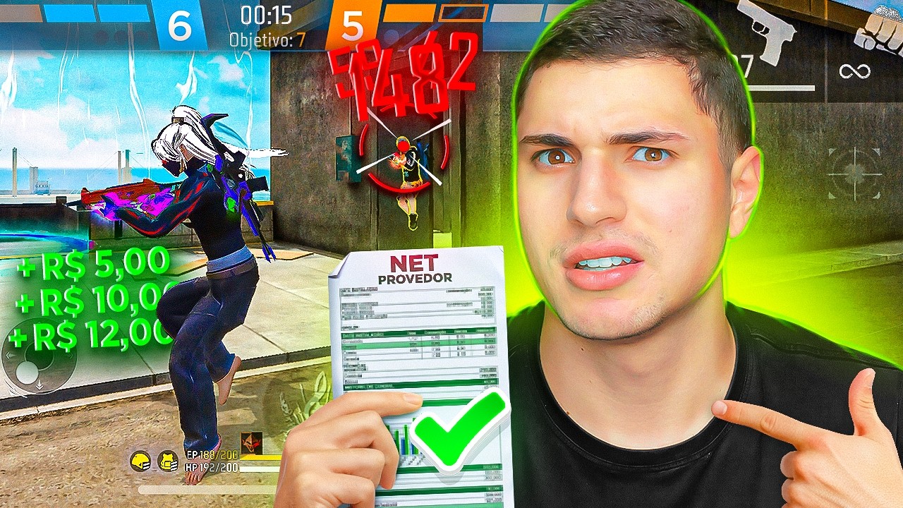 JOGANDO APOSTADO ATÉ PAGAR MINHA INTERNET! FREE FIRE MOBILE