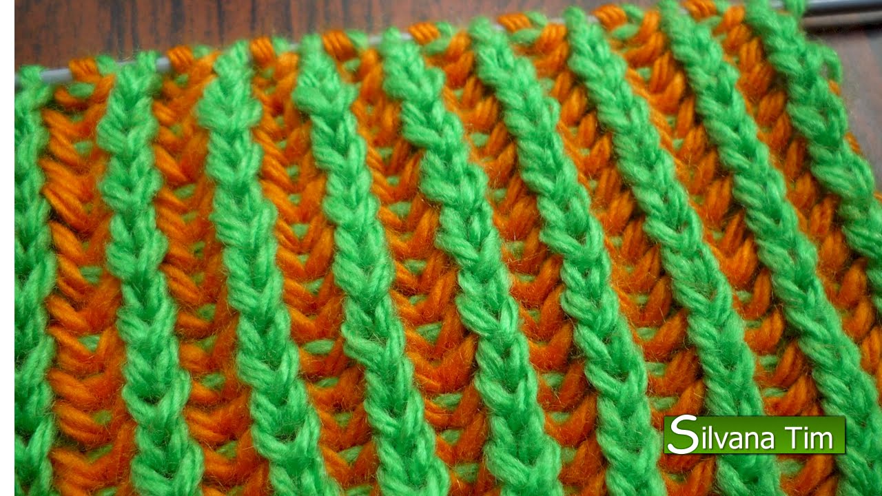 Punto ELASTICO INGLES de DOS colores REVERSIBLE. TEJIDO con DOS AGUJAS # 84