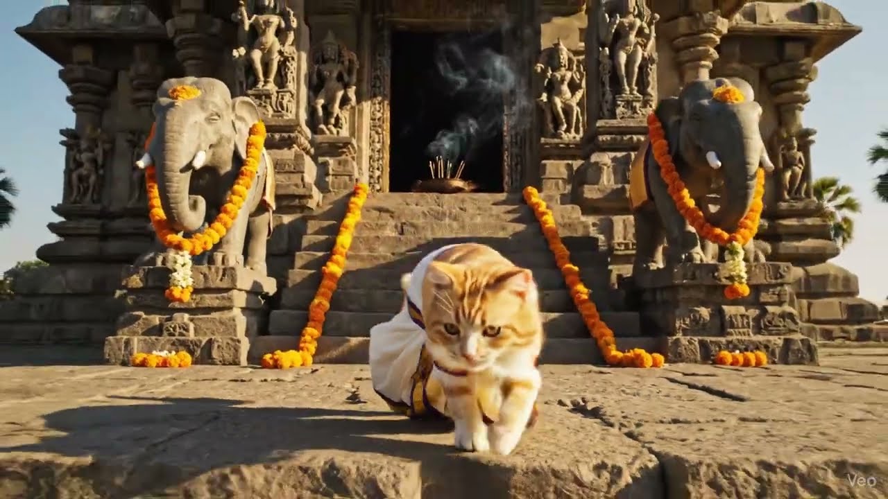DIVINE CAT| Traditional Indian Attire 🛕🐾✨#shorts #viralshorts #kitten #catvideos