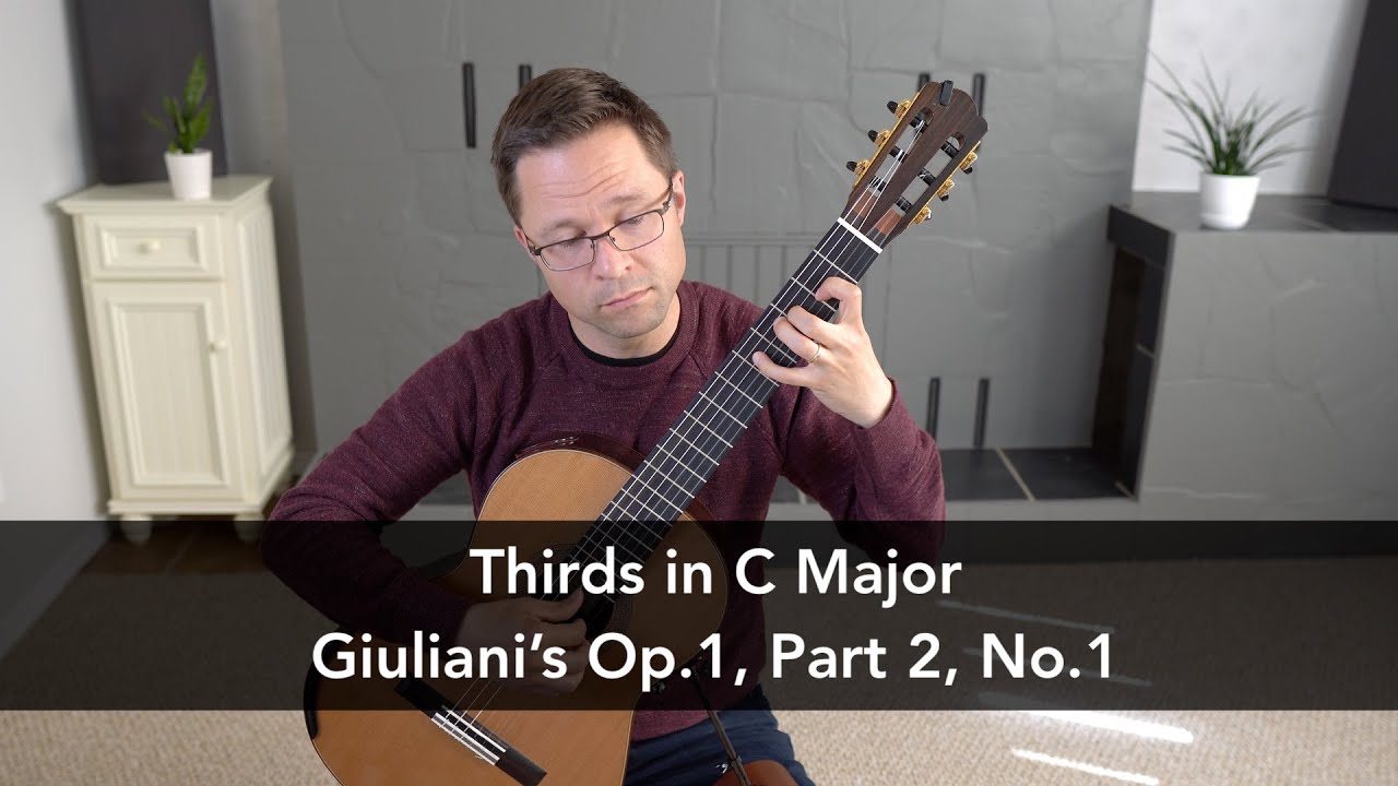 Lesson: Thirds in C Major, Giuliani's Left Hand Exercises Op.1, Part 2, No.1 for Classical Guitar