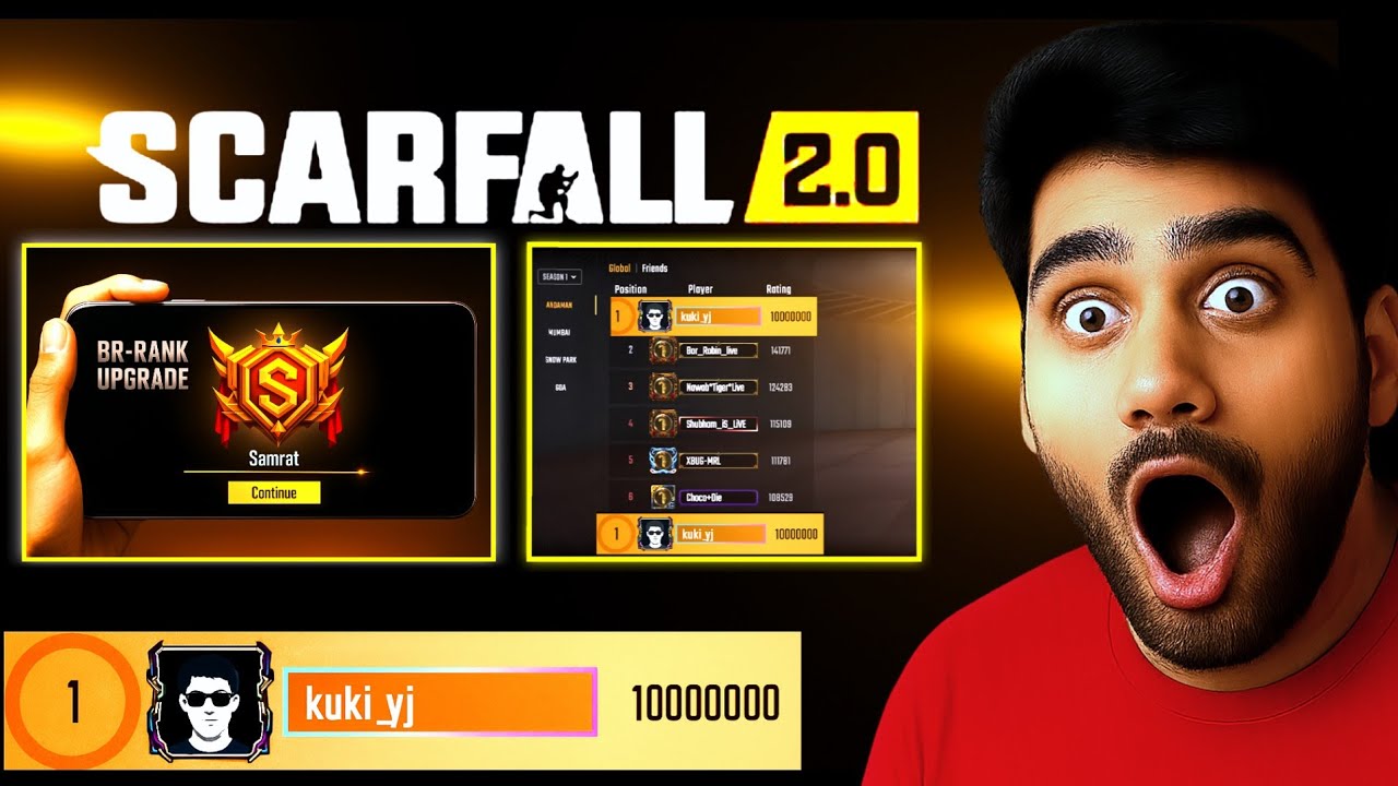 Global Top 1 Ranking in Scarfall 2.0 | S1 SAMRAT Rank Complete 😱