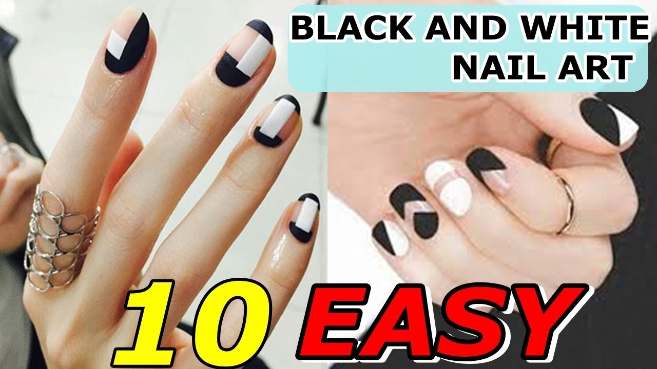 10 EASY BLACK AND WHITE NAIL ART