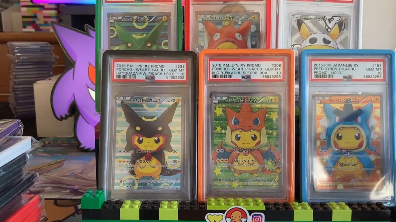 PSA 10  Graded Pokemon Cards collection - Poncho Pikachu & Grail Vintage WOTC Shiny Charizard Slabs!