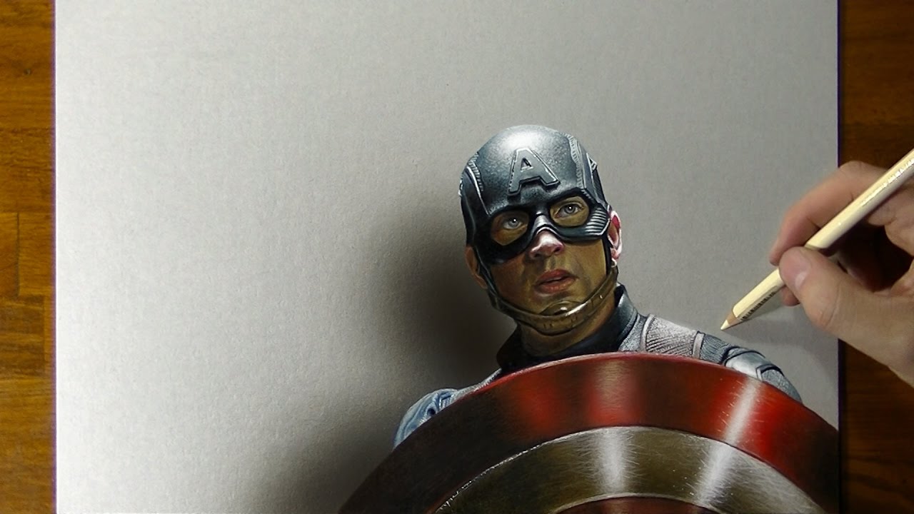 Captain America Drawing - 3D Art