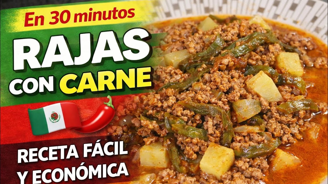 Cómo hacer Rajas con Carne | Receta Fácil y Económica)