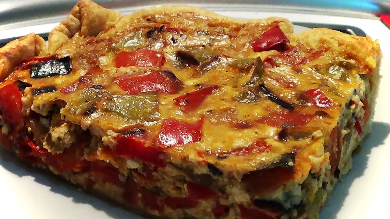 Tarta requeson y pimientos, sana, facil y rica