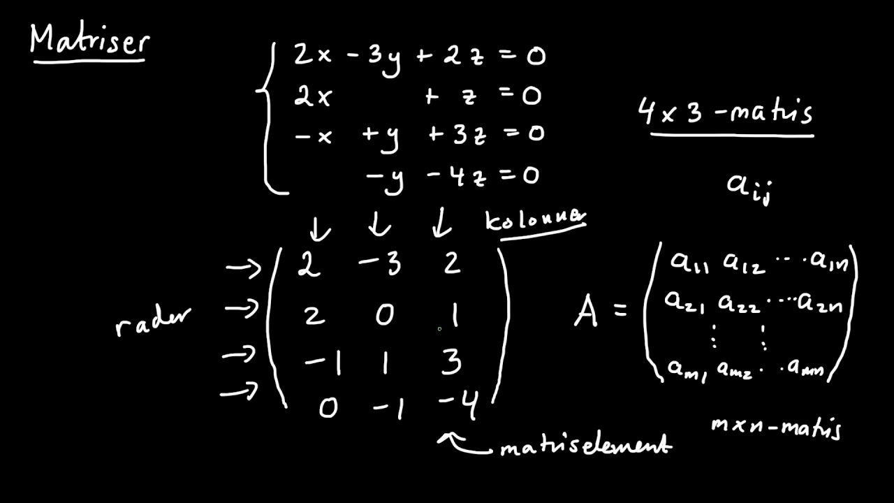 Matriser del 1 - intro till matriser, addition, multiplikation med tal