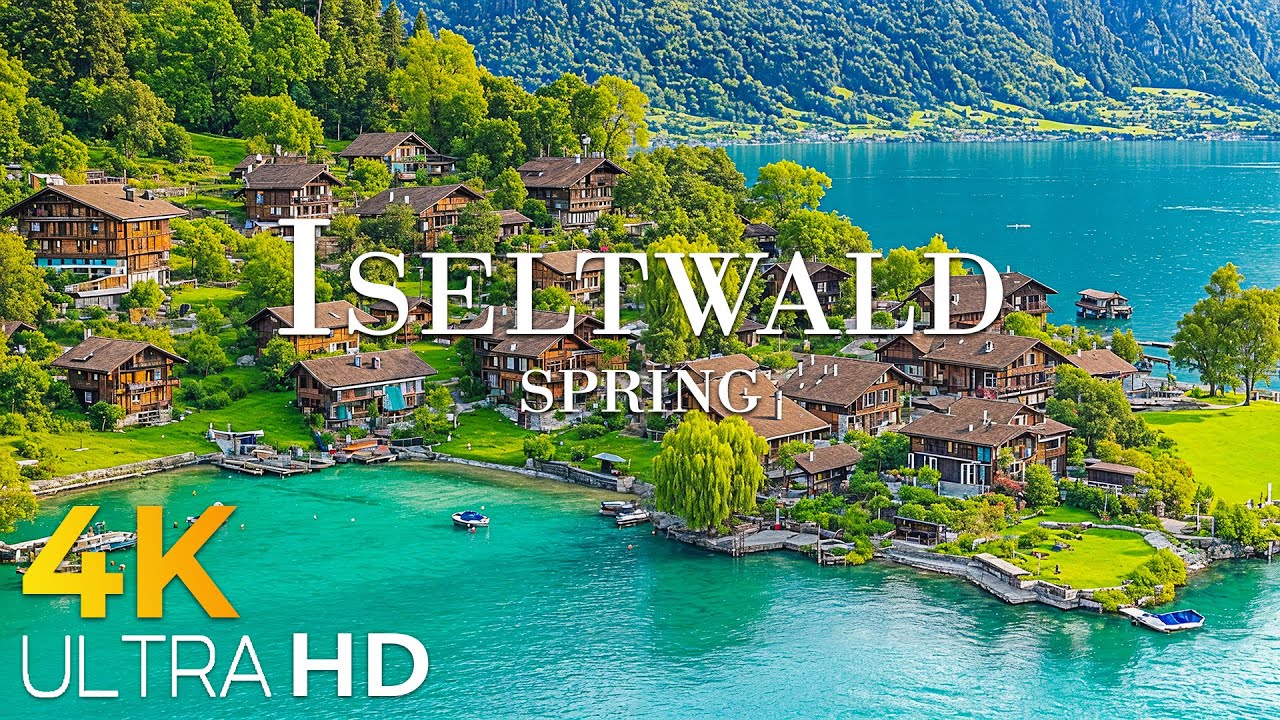 Iseltwald Spring 4K 🌸 Lakeside Village, Blooming Nature & Alpine Calm UHD