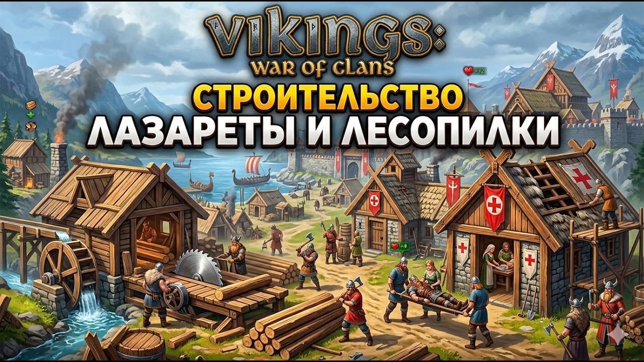 Vikings: War of clans Строительство. Лазареты и Лесопилки
