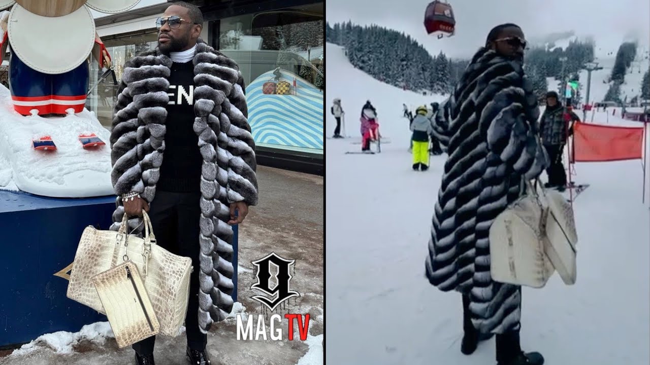 Floyd Mayweather Stunts At Luxury Ski Resort With His $500K+ Birkin Bag & $100K Chinchilla Coat! 👜