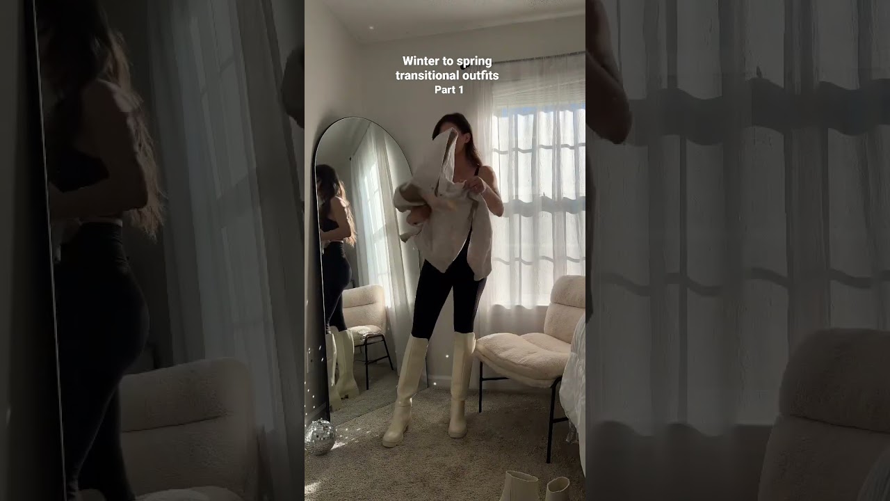 Winter to spring outfit | knee high boots, casual, easy outfit, shacket #shorts