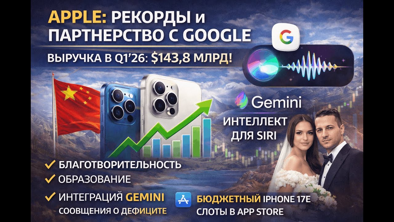 iPhone 17e: Дата выхода и Характеристики + Рекордные отчеты Apple и Google Gemini в Siri!