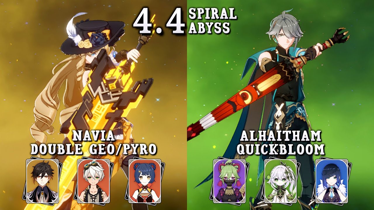 Navia Double Geo/Pyro & Alhaitham Quickbloom | Spiral Abyss 4.4 Floor 12 | Genshin Impact