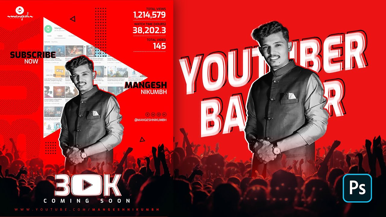 Youtuber Banner Editing in Adobe Photoshop CC 2021 |  30k Subscribers Banner | Creative Banner