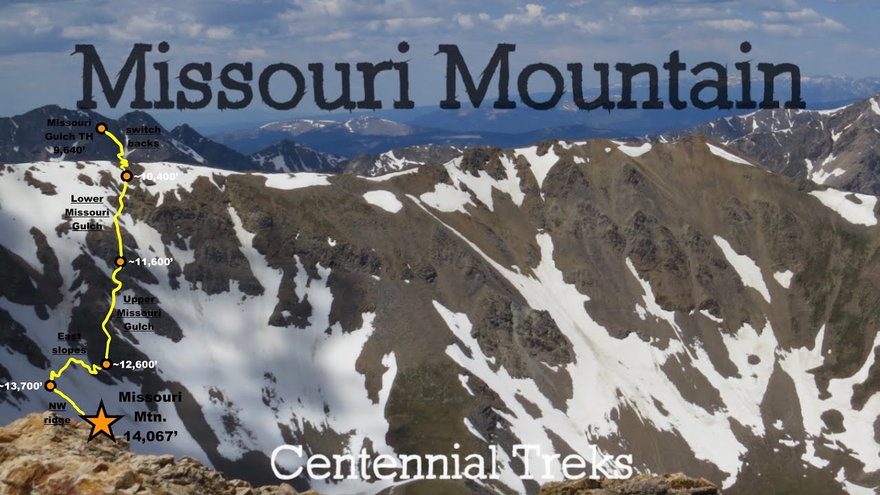 Missouri Mountain - Summit climb via NW ridge from Missouri Gulch TH, with maps & route description.