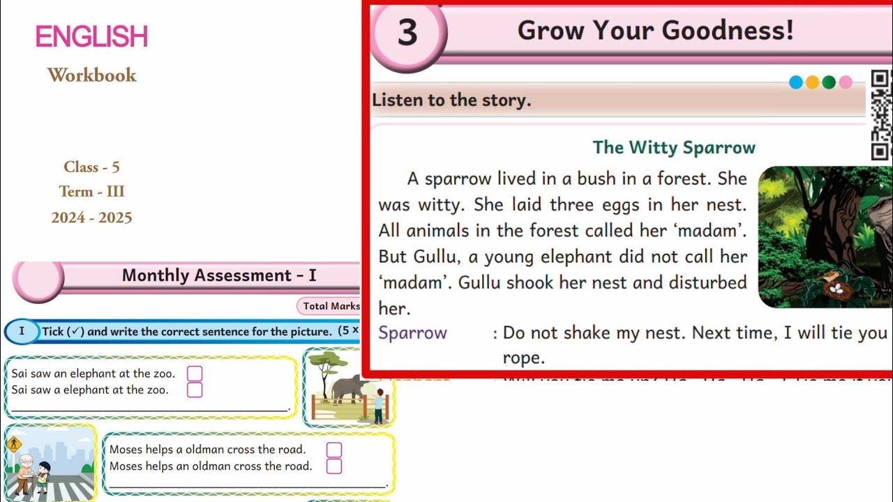 EE 5th standard English term 3 work book answers unit 3 Grow your goodness