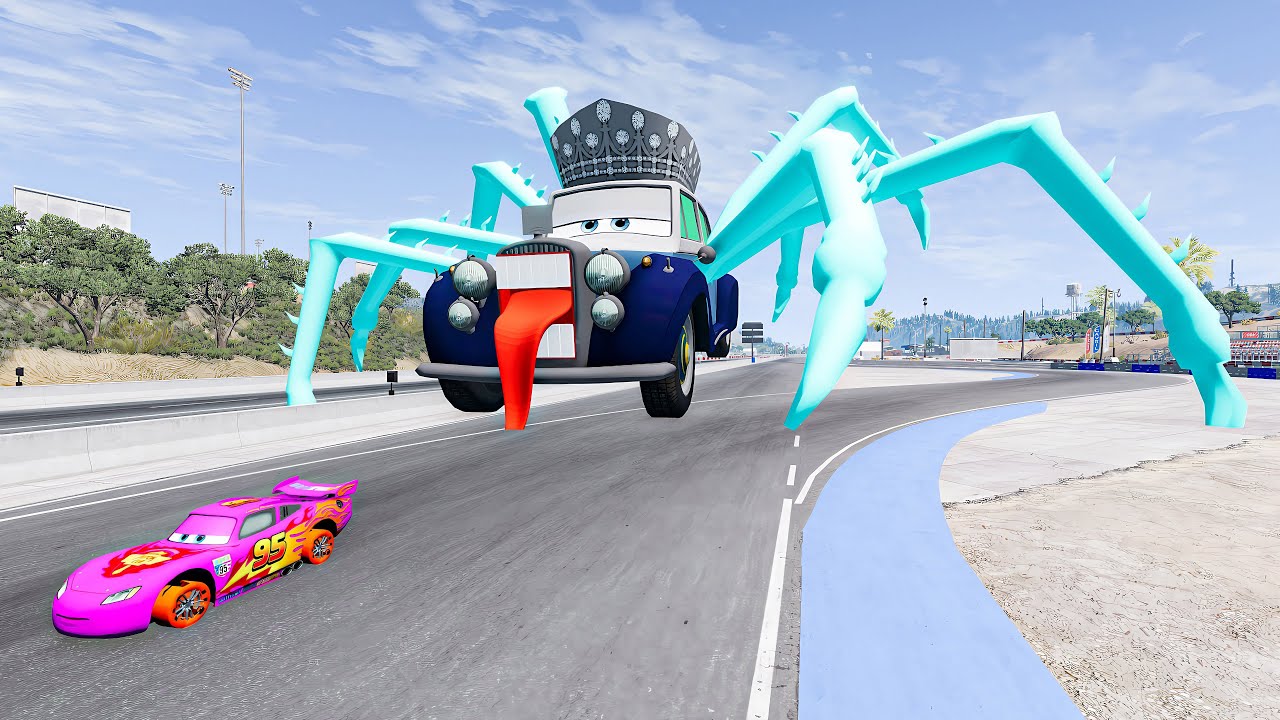 Epic escape from Lightning McQueen Eater, Professor Eater, Mack Robot Eater BeamNG.Drive