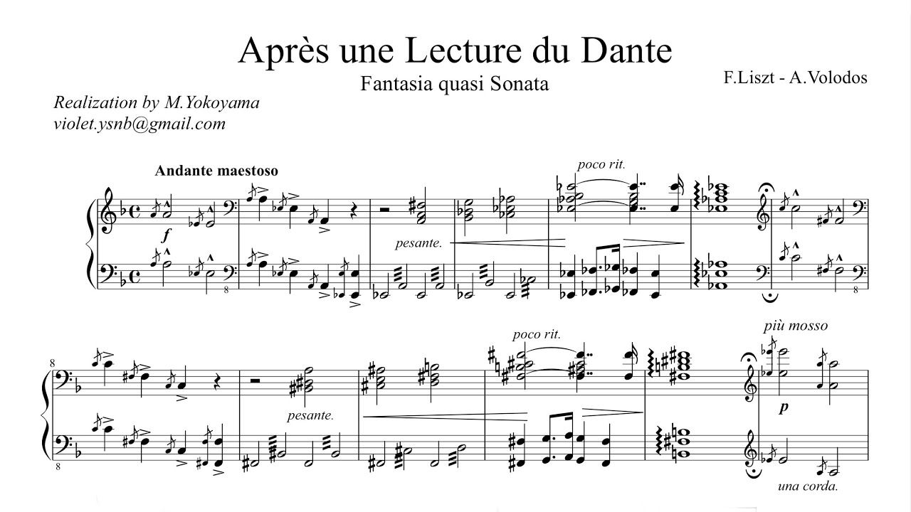 Liszt-Volodos Après une Lecture du Dante Fantasia Quasi Sonata - Volodos (Score) Transcribed