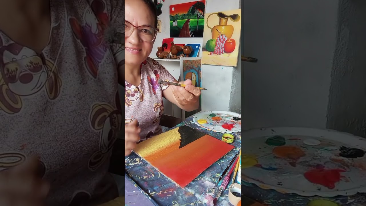 Arte feito a ✋ aprenda pintando no papelão 