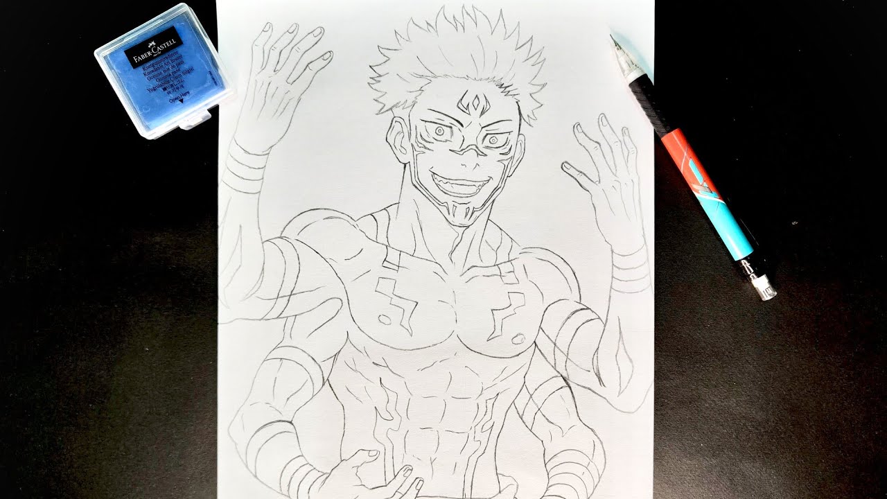 How to draw sukuna ll 4 hand sukuna ll Part-1ll #sukuna  #animedrawing  #jujutsukaisen