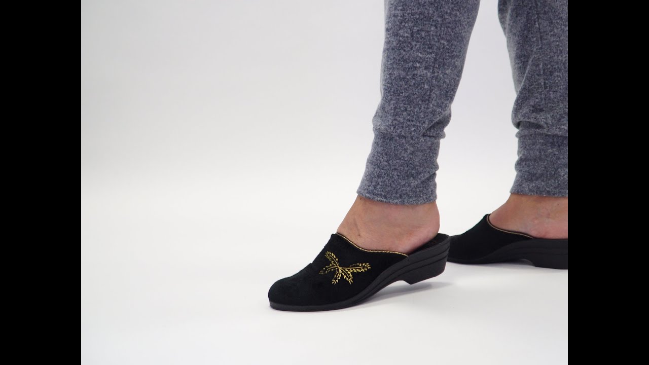 House Of Slippers Sleepers Theresa LS407A Ladies Mule Slippers Black