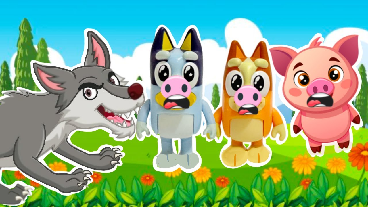 The Three Little Pigs Story with Bluey and Bingo 🐷🐷🐷 Classic Fairy Tales for Kids