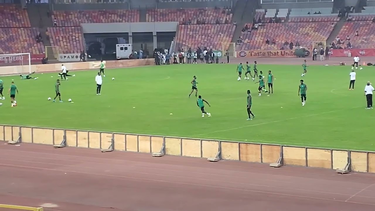 Super Eagles training at the MKO Abiola Stadium ahead of the return leg against Ghana