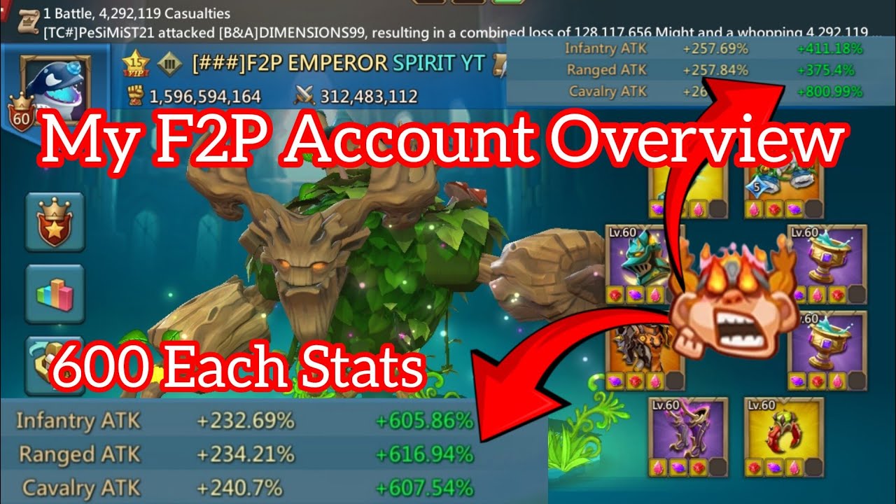 My F2P Account Overview 600% Mixed / 800%+ Blast Stats || Lords Mobile