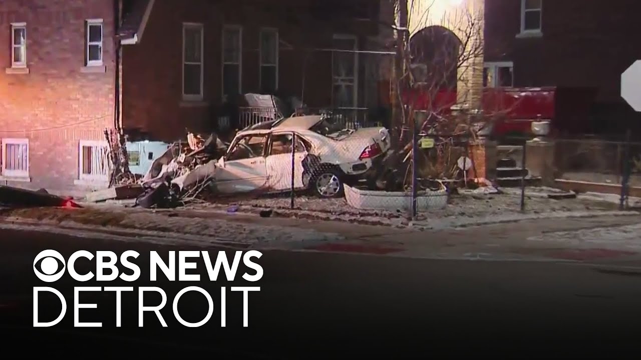 Car crashes into home on Detroit's northwest side
