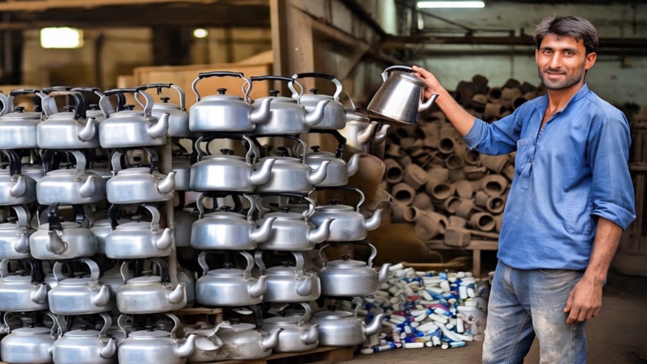 It’s Fantastic How Pakistani Factories Make Tea Kettle from Recycled Aluminium Scrap 