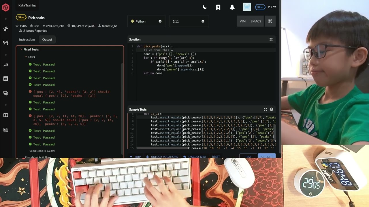 Codewars | Python | HHKB keyboard | 40 min real time | no talking | EP-78