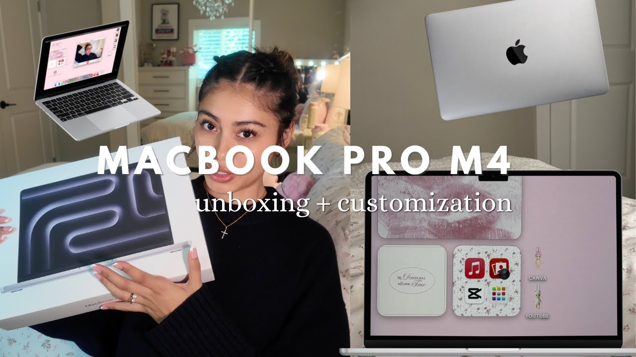 MacBook Pro M4 💻🎀 unboxing + aesthetic homescreen setup