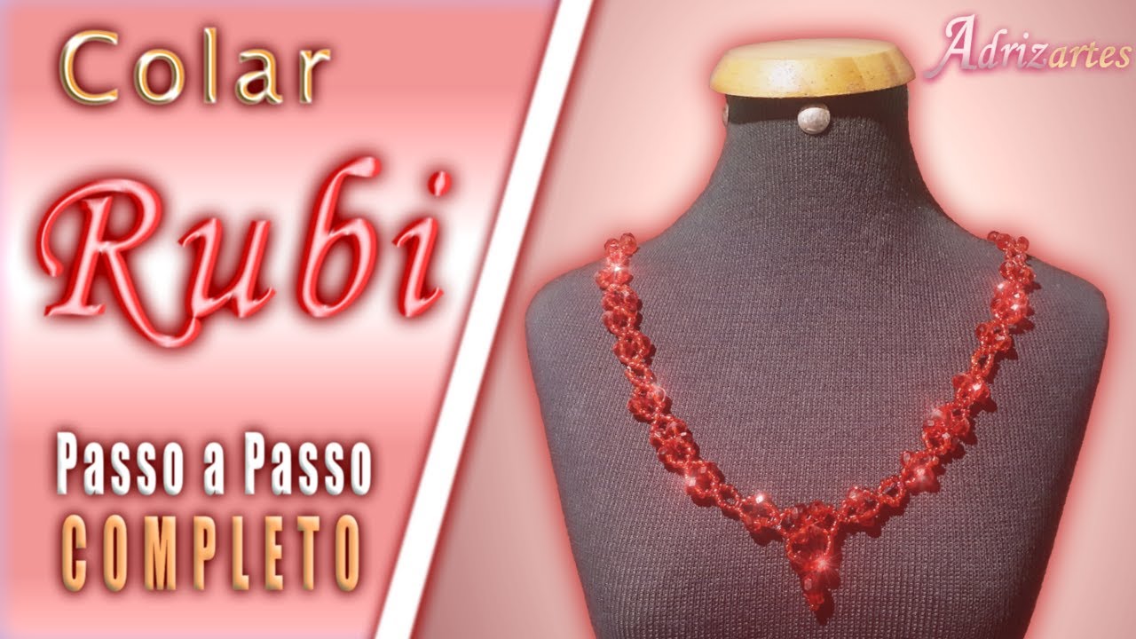 Como fazer Colar de Cristais e Miçangas Rubi - Adrizartes Bijuterias Fácil de Fazer