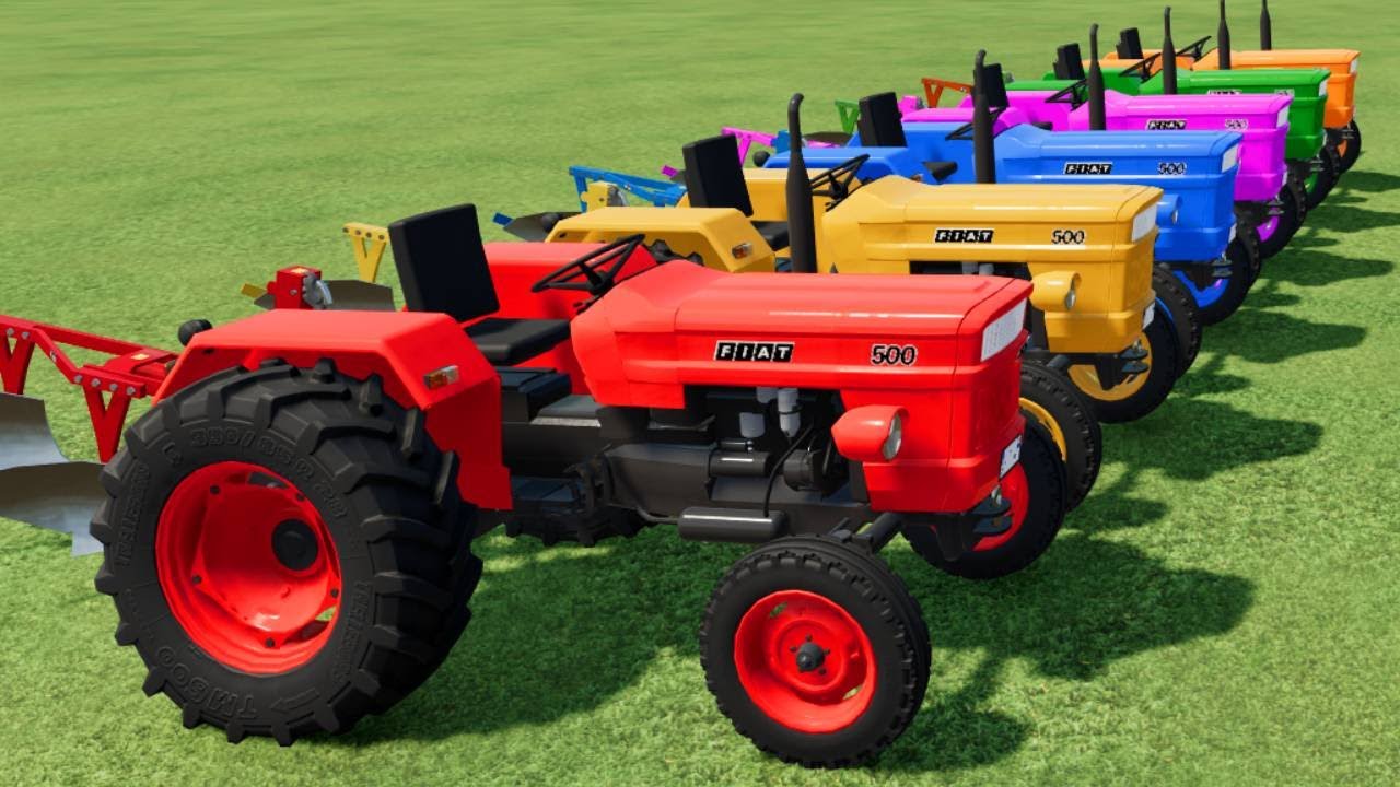 TRANSPORT WİTH COLORS - TRANSPORTİNG FIAT MİNİ TRACTORS TO GARAGE - Farming Simulator 22