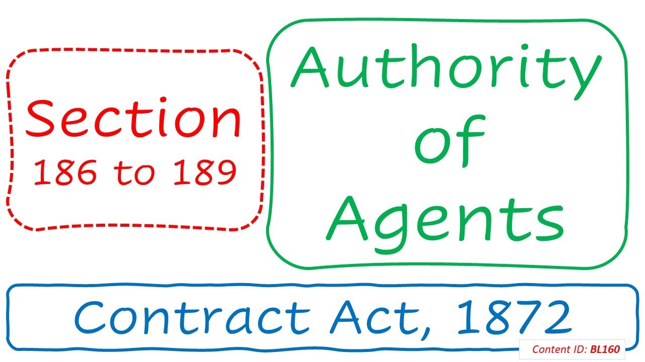Section 186 to 189 Authority of Agents | Contract Act, 1872 (BL160)