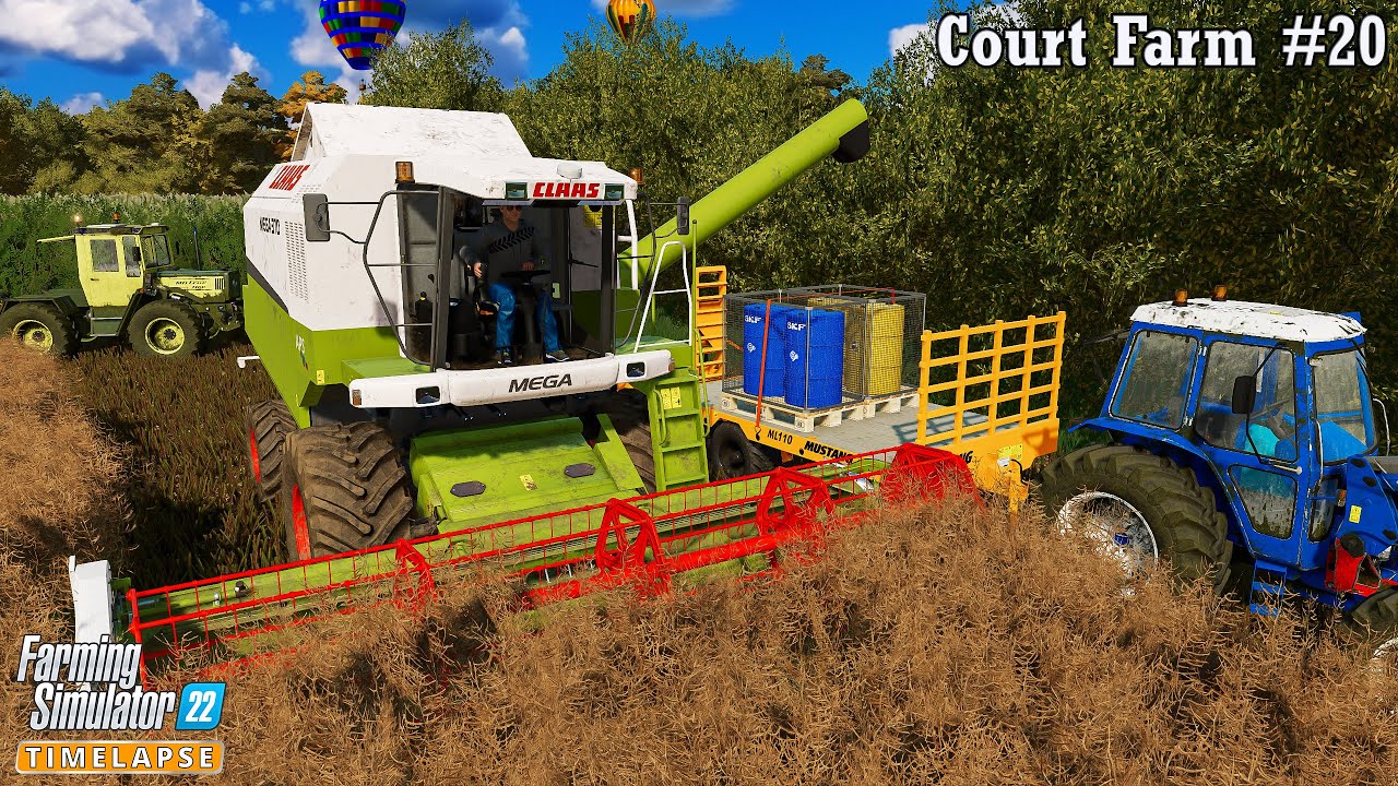 HARVESTING CANOLA w/ #CLAAS MEGA 370. MOWING w/ MB TRAC 1100🔹#CourtFarm Ep. 20🔹Farming Simulator 22