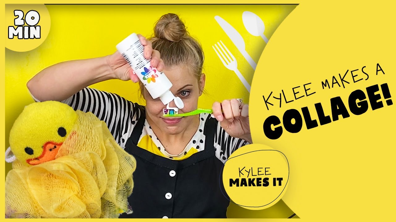 Kylee Makes A Collage | Art Video for Kids Using Household Items to Explore Texture & Make A Collage