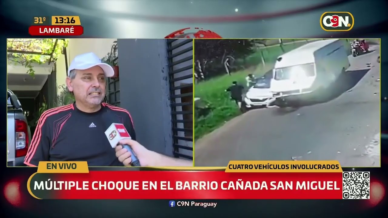 Choque entre varios vehículos en Lambaré