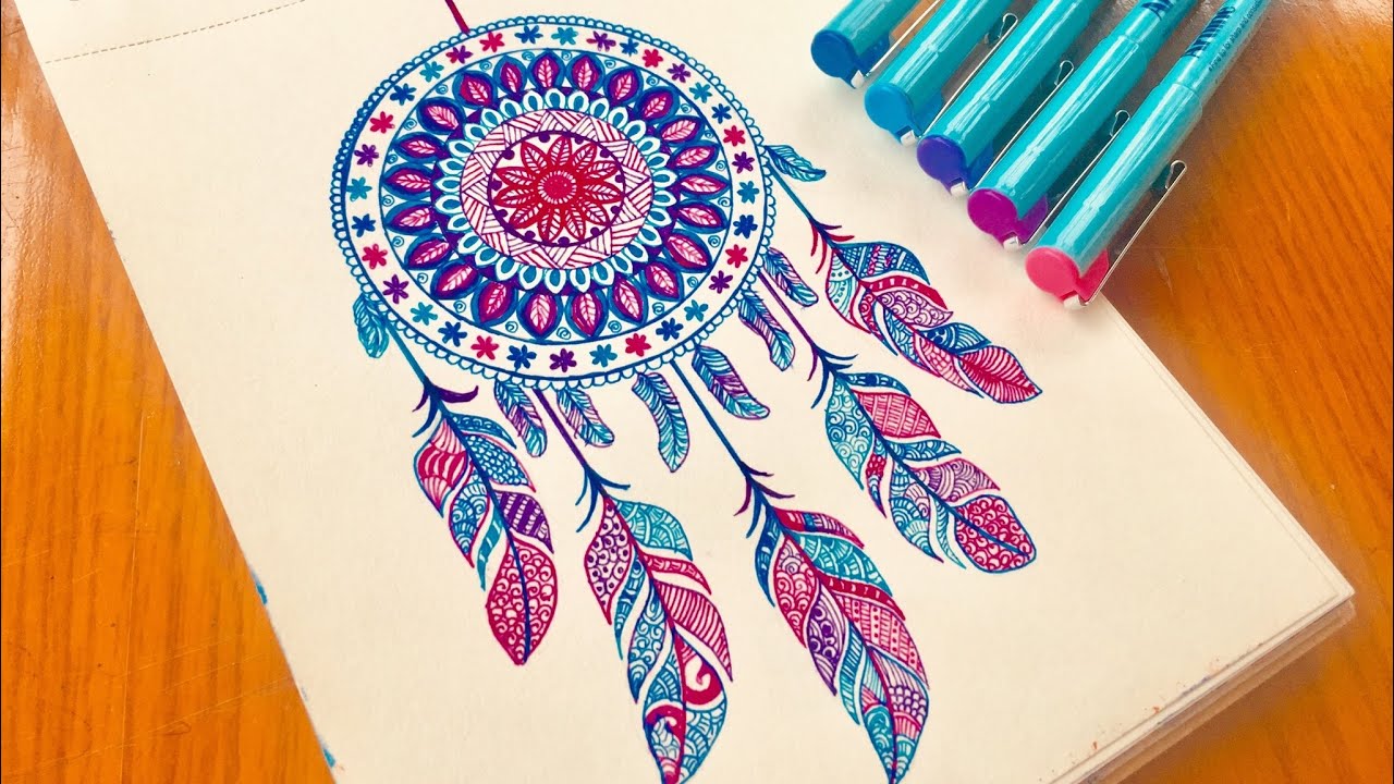 Dreamcatcher Doodle  | Colour Doodle | Zentangle & Mandala inspired Art | Twilight Time Art