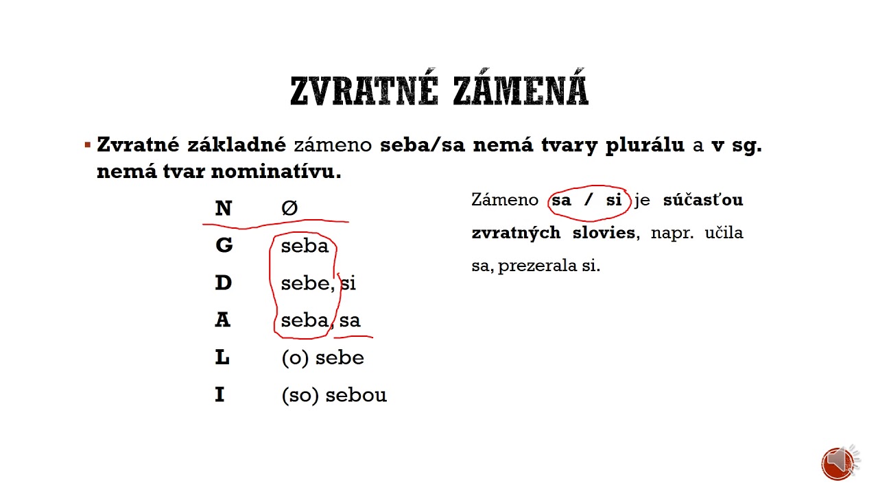 Zámená   opakovanie 9.  roč