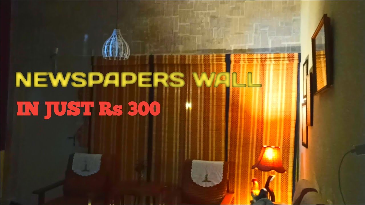 Newspaper theme wall under RS 300 | | Cheap | DIY | Damp Wall Transformation |