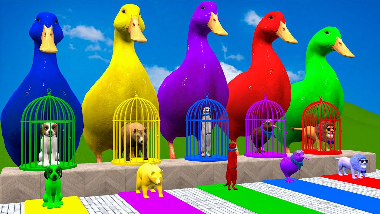 Long Slide Game With Cow Elephant Gorilla Hippopotamus Tiger 3d Animal Game Funny 3d Animals