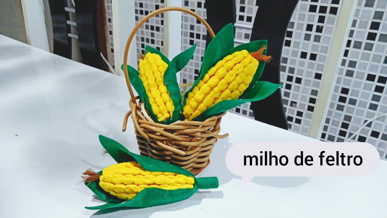 Como fazer uma linda espiga de milho de feltro simples e fácil