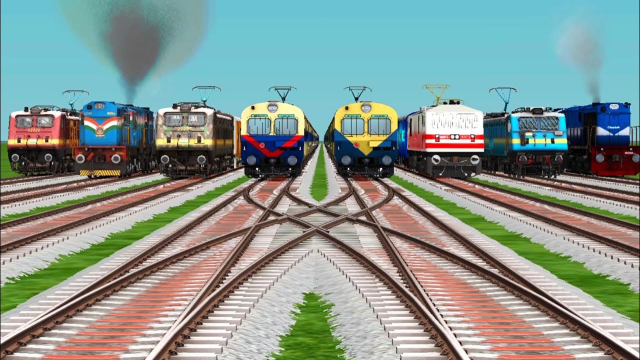 All 🍌 Realistic Trains Crossing at Bumpy Railroad Tracks | Extreme Train Crossing | train simulator 