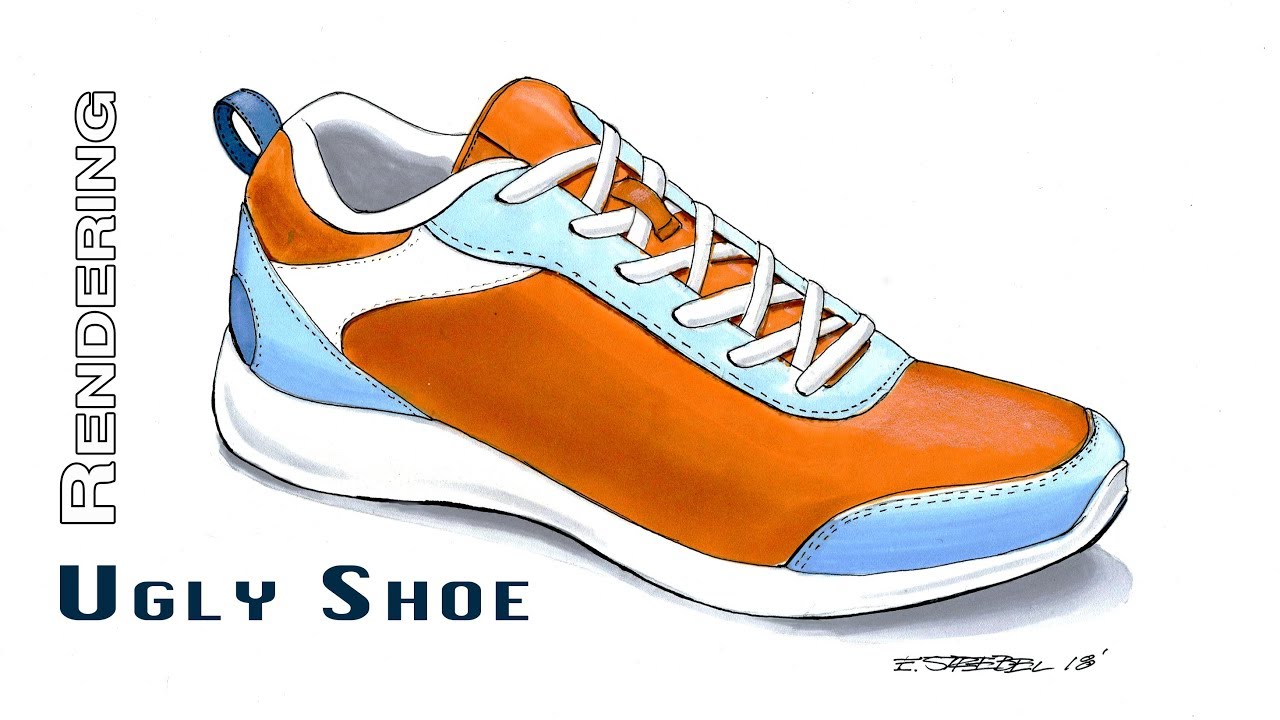 Рисование маркерами для создания образа кроссовок 👟 Кроссовки: маркер Prismacolor и цифровой план...
