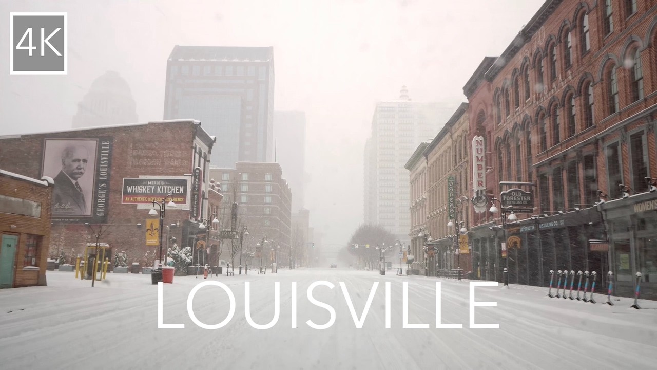 Snowy Winter Drive in Louisville Kentucky 4k - Driving in a snowstorm that shuts city down