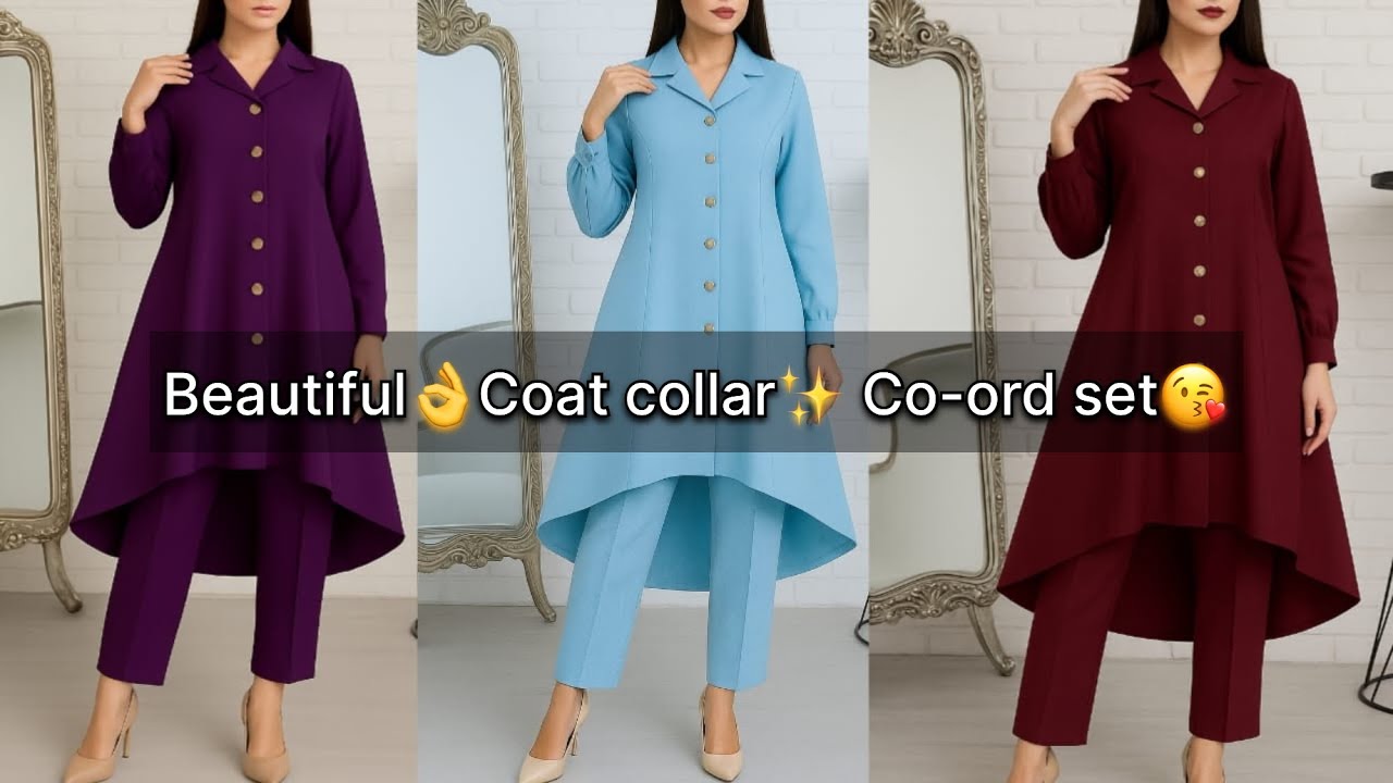 Princess👑cut coat✨collar👌high & low cord set cutting & stiching | Princess🔥cut coat collar kurti diy