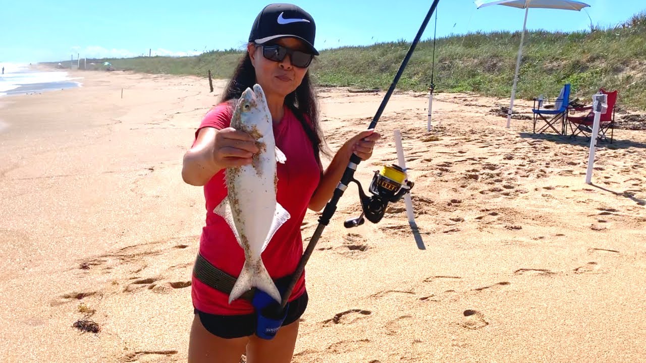 Surf fishing at New Smyrna Beach, My wife had a good day!!