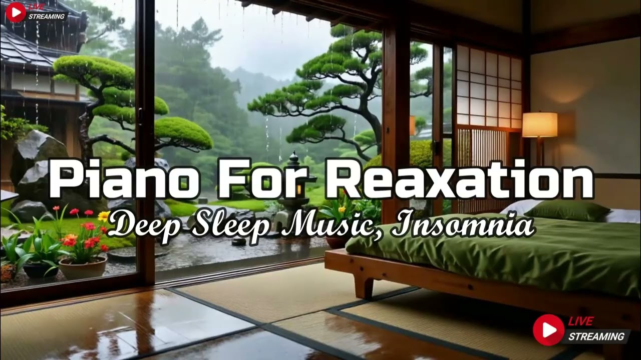Relaxing Piano Music & Rain Sounds in Warm Bedroom for Sleeping, Study, Calming - Deep Sleep Music